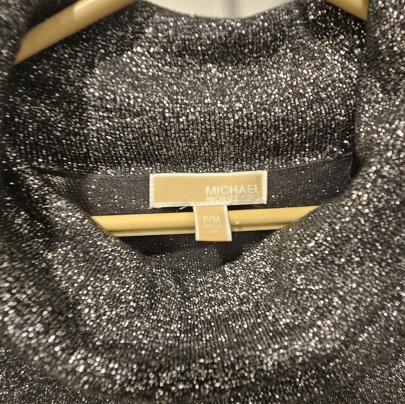 Michael Kors Metallic Grey Short Sleeve Cowl Neck Sweater - Picture 2 of 5